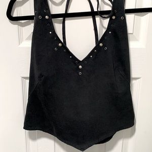 Vintage *Harley Davidson* Suede Cropped Halter